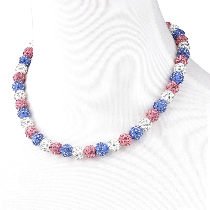 Krfy Baseball Necklaces for Boys, Bling Rhinestone Beaded Necklaces for Women Men, Diamond Baseball Drip Necklace Ice Bead Necklaces Inspired Sports Jewelry, 17.7 Inches, Age：Over 8 Years Old - Image 1
